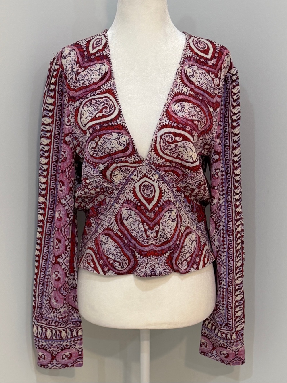 Free People Wild & Free Cropped Print Blouse